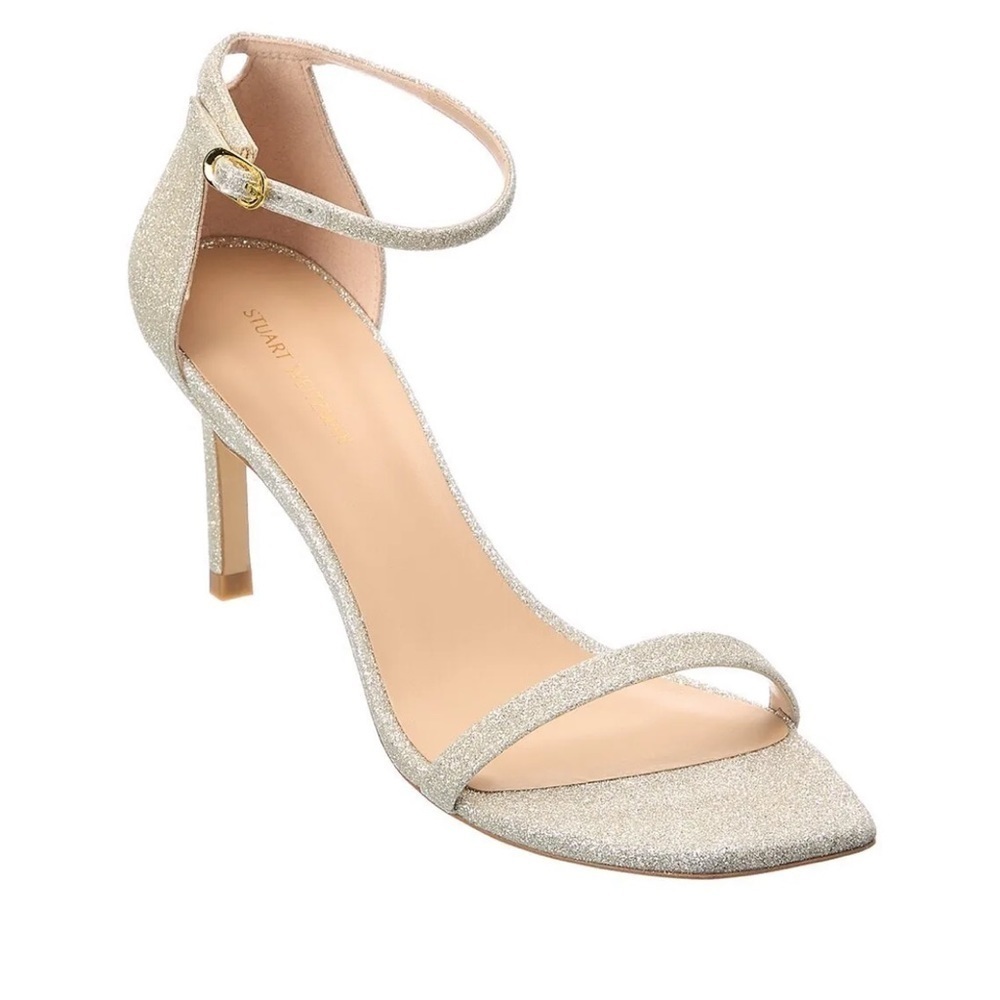 Stuart weitzman Amelina 75 Platino Fig Fine Glitter NEW - Picture 2 of 9